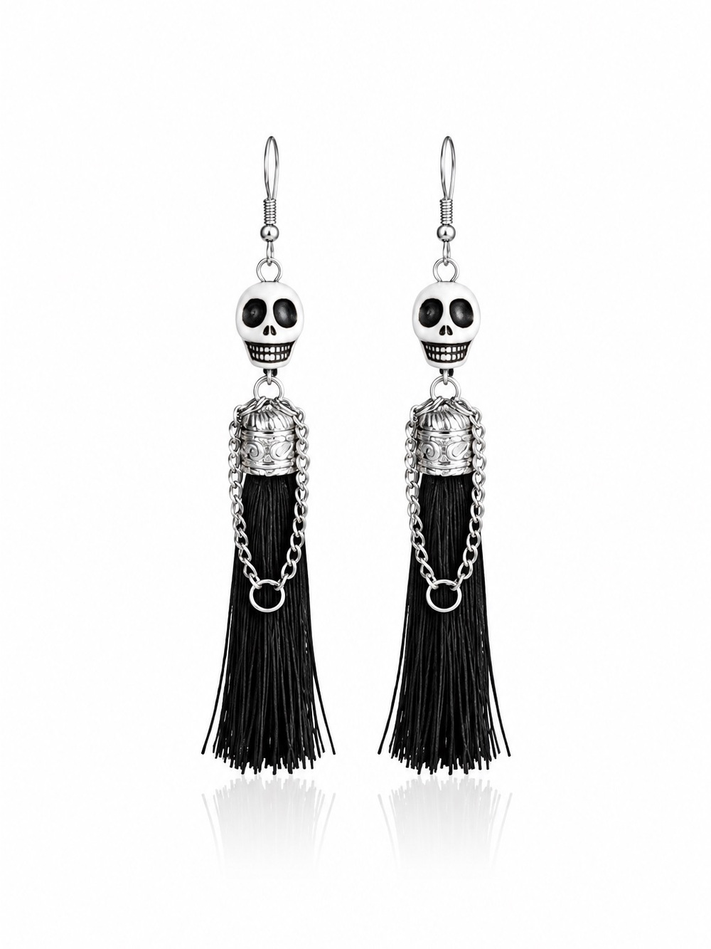 Skull Tassel Drop Earrings